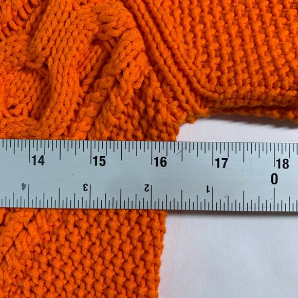 J Crew S Womens Orange Diagonal Cable Knit Crewneck Sweater Fall - Picture 6 of 10
